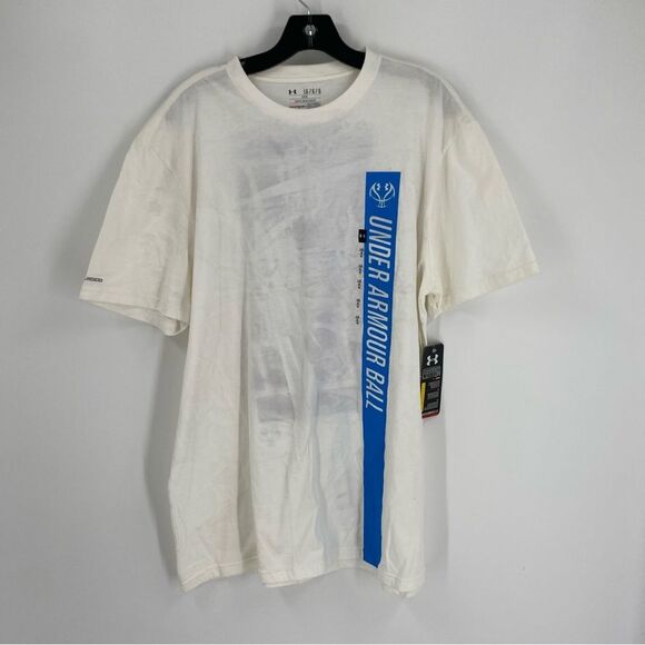 Under Armour Men's White Tee with Blue Stripe size L - Picture 1 of 3